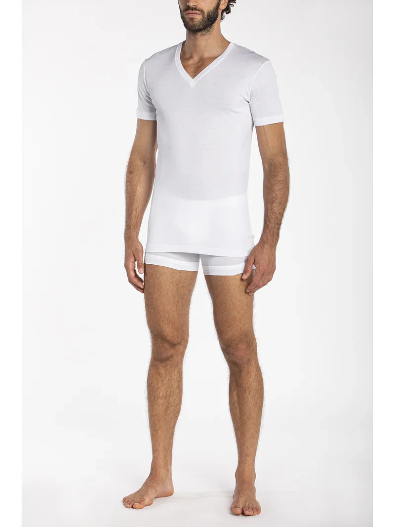 Julipet T Shirt Scollo A V In Puro Cotone Filoscozia Mercerizzato Ilexi Jnm107