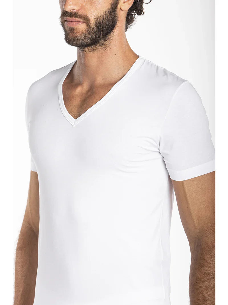 Julipet T Shirt Scollo A V In Jersey Di Cotone Mako' Elasticizzato Iper Jnm121