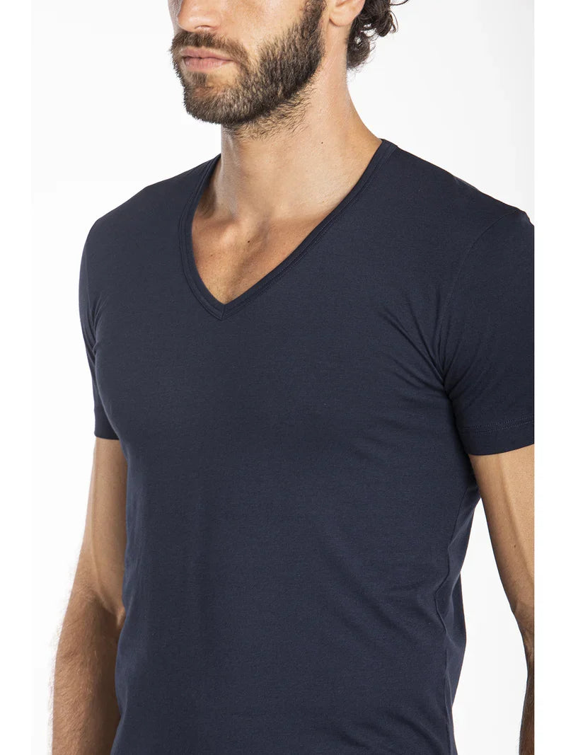 Julipet T Shirt Scollo A V In Jersey Di Cotone Mako' Elasticizzato Iper Jnm121