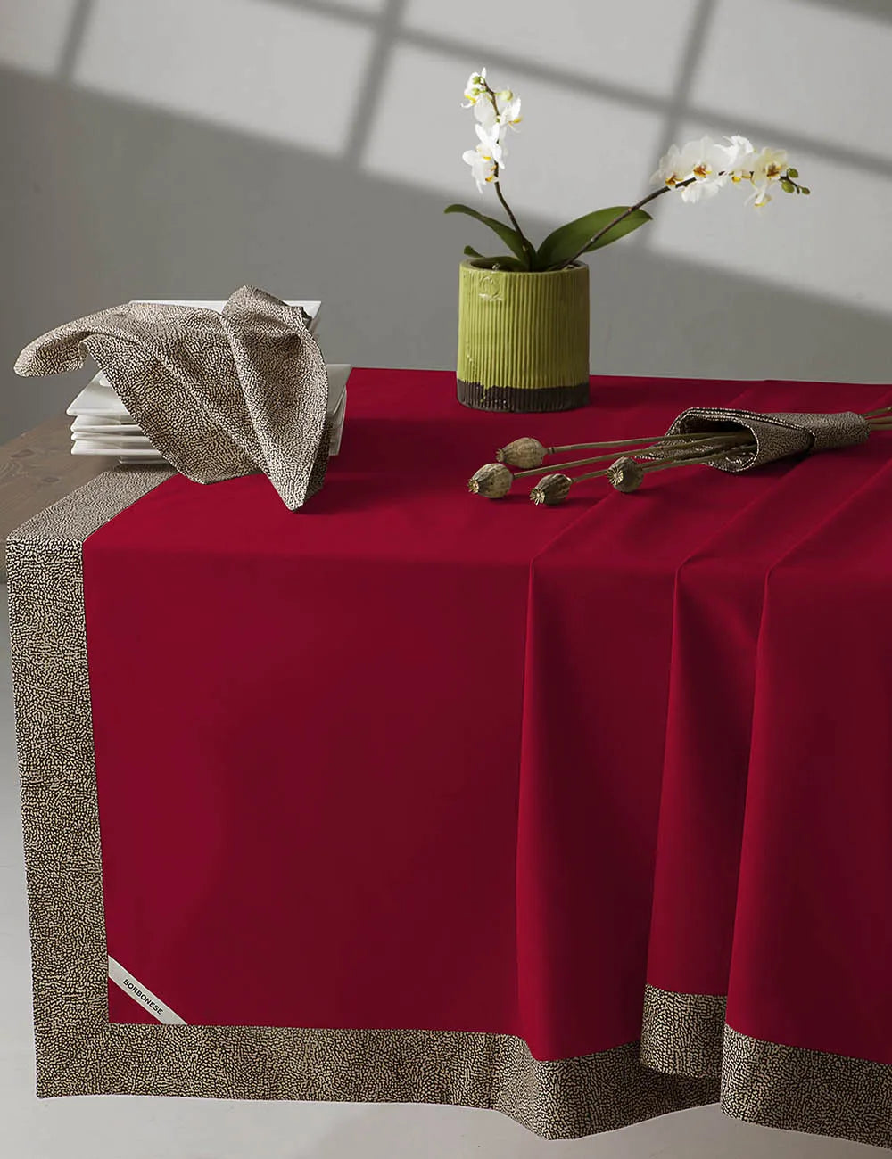 Borbonese Centrotavola In Cotone Con Bordo Fantasia Op Jolie