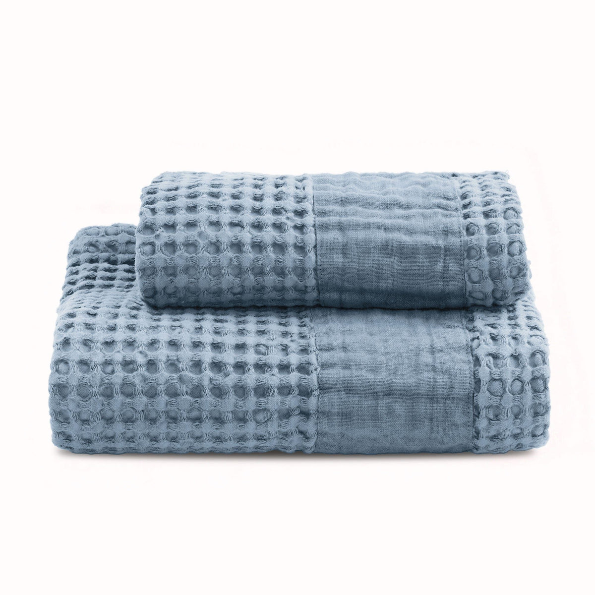 BIANCOPERLA SET ASCIUGAMANO 1+1 IN NIDO D'APE DI COTONE CON BALZA LINO MILANO