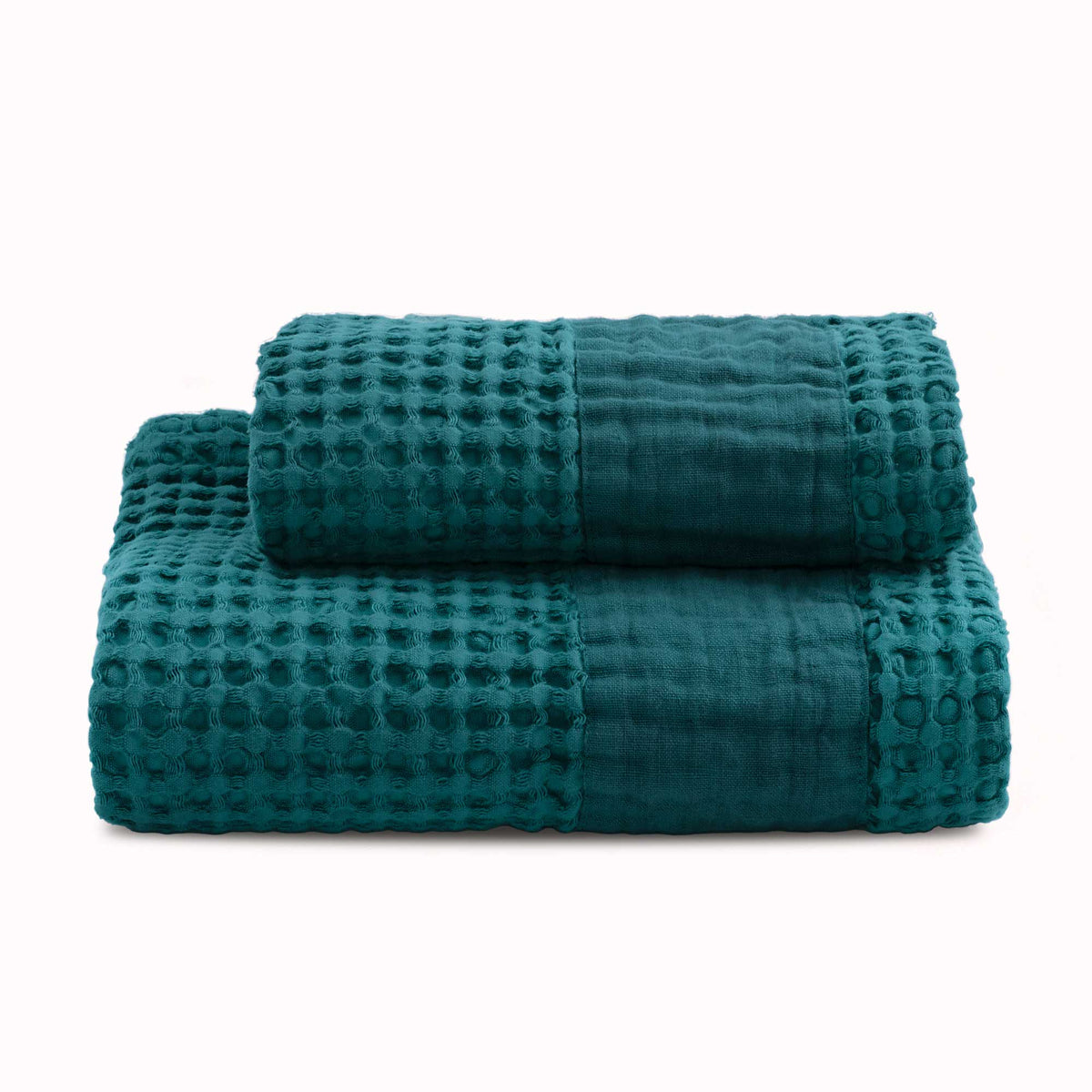 BIANCOPERLA SET ASCIUGAMANO 1+1 IN NIDO D'APE DI COTONE CON BALZA LINO MILANO