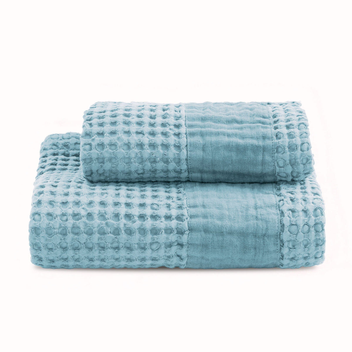 BIANCOPERLA SET ASCIUGAMANO 1+1 IN NIDO D'APE DI COTONE CON BALZA LINO MILANO