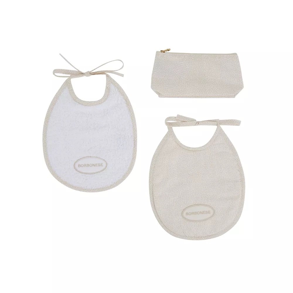 Borbonese Kids Trousse + 2 Bavaglini In Spugna Di Cotone Op Kids