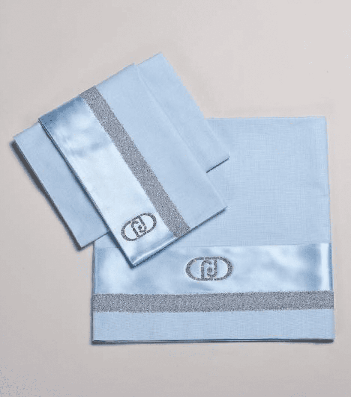 Liu Jo Baby Completo Lenzuola 3Pz Culla/Carrozzina In Cotone Raso Lurex Bl580B