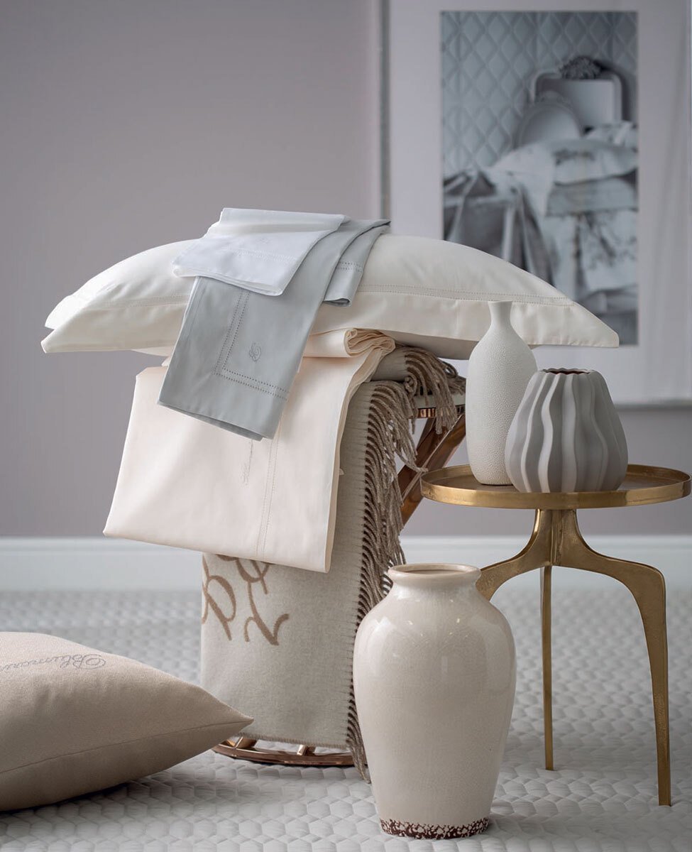 Blumarine Completo Lenzuola Matrimoniale In Raso Di Cotone Tinta Unita Con A Jour Lea