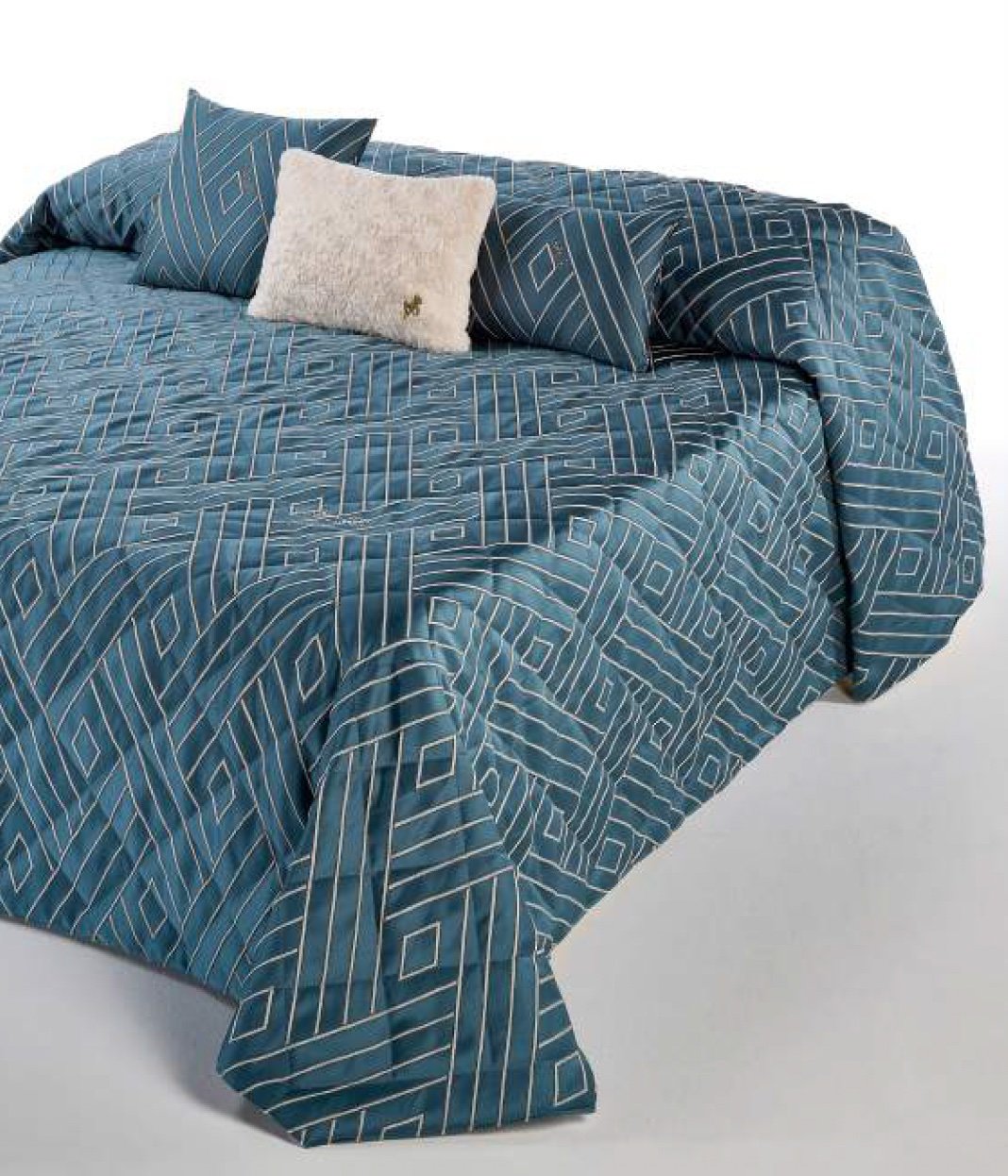 Liu Jo Copriletto liscio matrimoniale con lavorazione jacquard e logo Swarovski Losanga