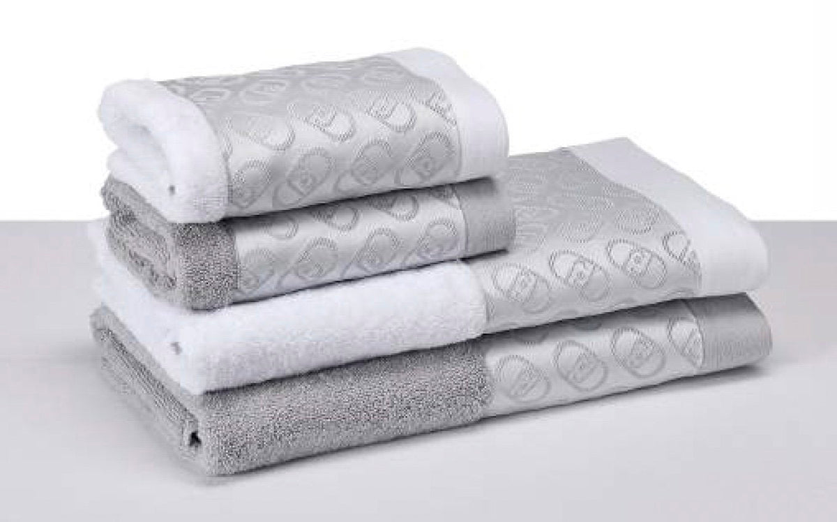 Liu Jo Set asciugamani 1+1 in spugna di cotone con bordo jacquard Logato