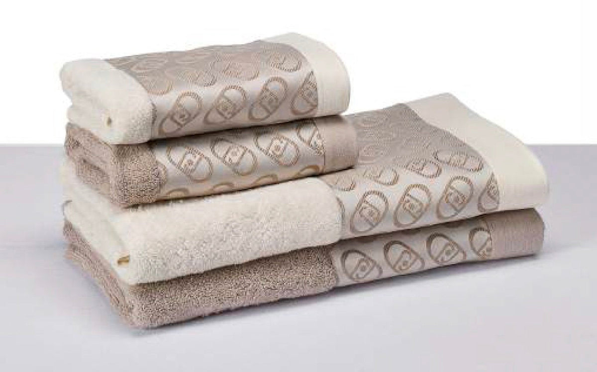 Liu Jo Set asciugamani 1+1 in spugna di cotone con bordo jacquard Logato