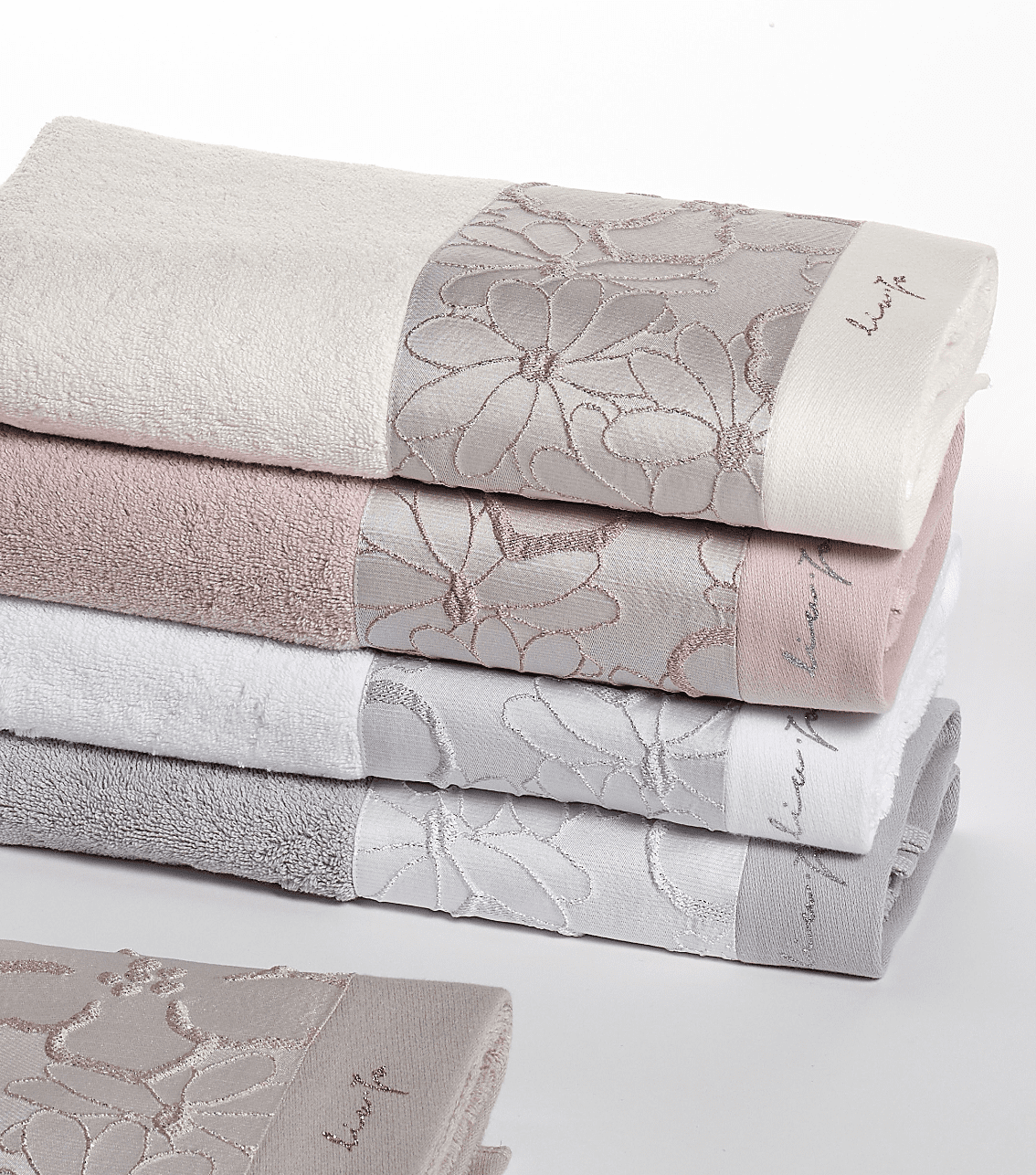 Liu Jo Set Asciugamani 1+1 In Spugna Di Cotone Con Bordo Jacquard Luminosa