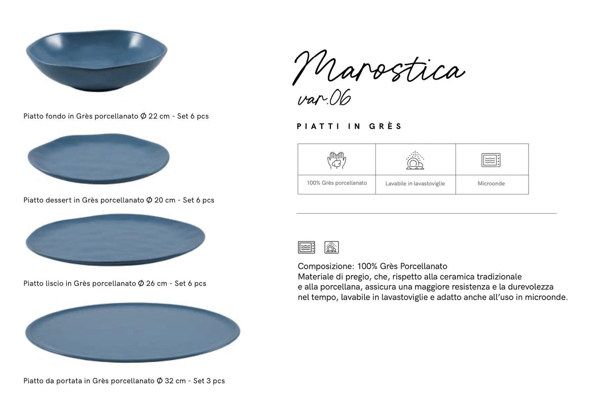 Maison Sucree' Servizio Di Piatti Marostica In Gres Blu