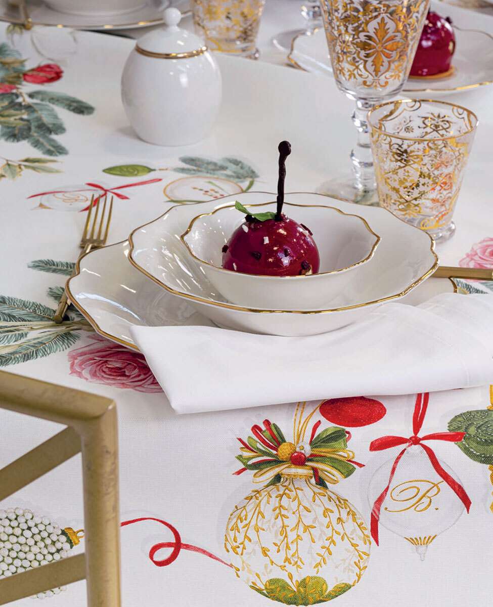 Blumarine Runner Natalizio In Panama Di Cotone Merry Decor