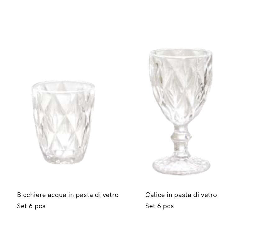 Maison Sucree' Set 6 Pezzi Bicchieri Murano In Pasta Di Vetro Cristallo