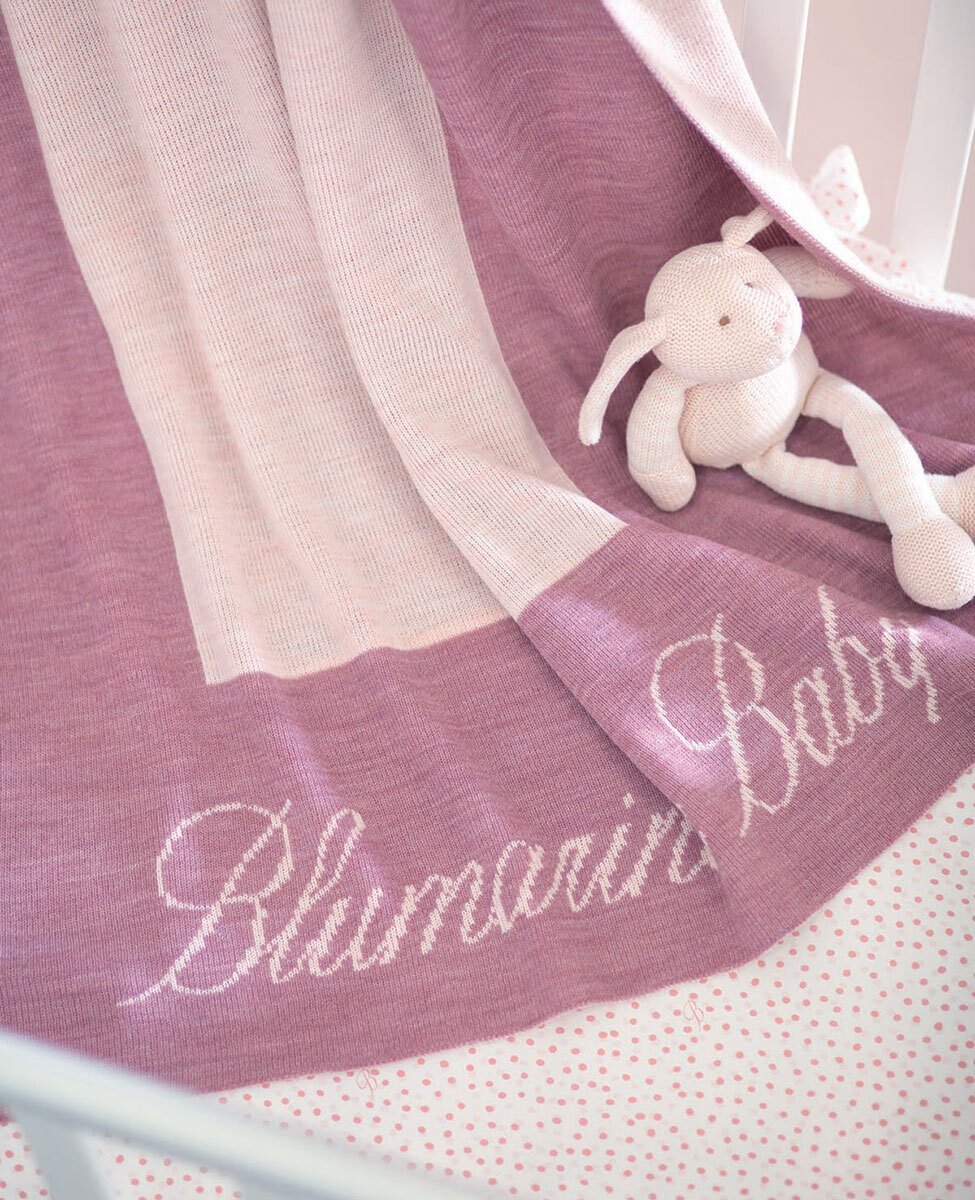 Blumarine Baby Copertina Per Culla E Carrozzina In Misto Lana Myrtilla