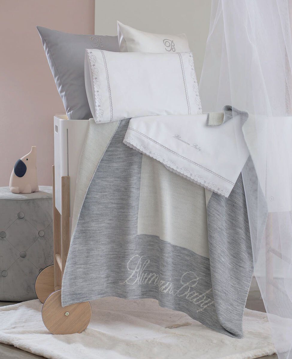 Blumarine Baby Copertina Per Culla E Carrozzina In Misto Lana Myrtilla