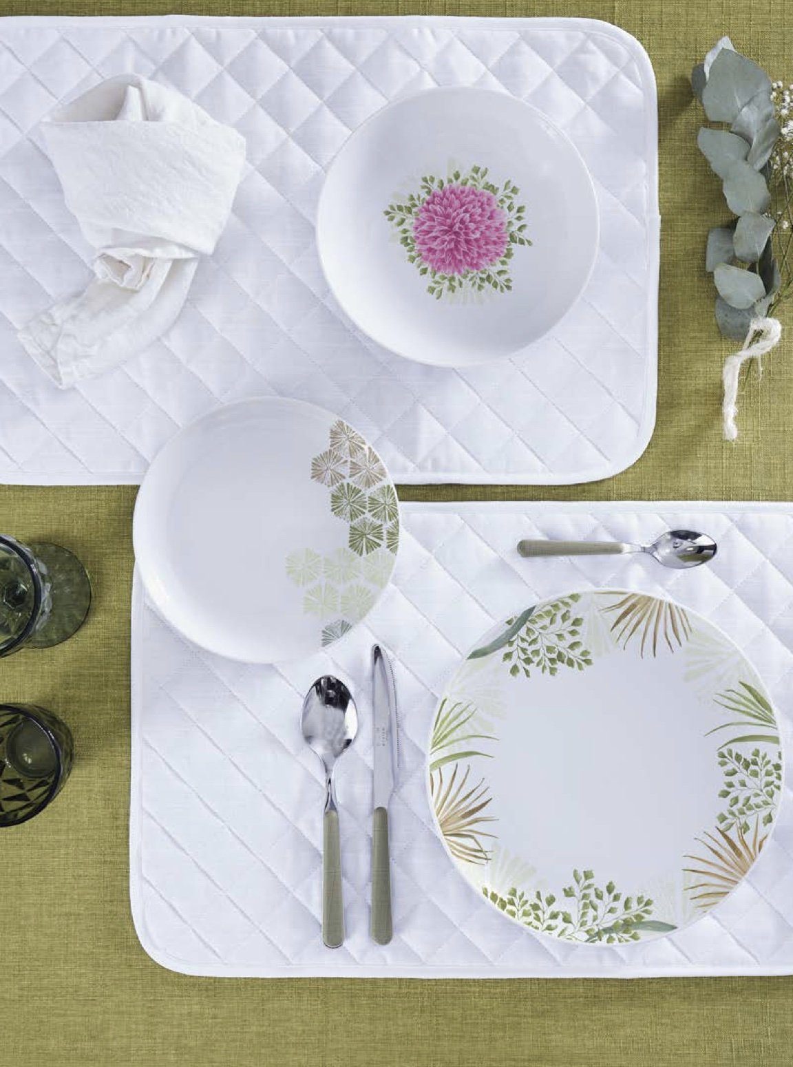 MAISON SUCREE' PIATTI SET 2 POSTI TAVOLA IN PORCELLANA DISEGNO OASIS