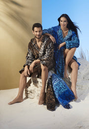 Carrara Set Asciugamani 1+1 In Spugna Di Cotone Velour Ocean