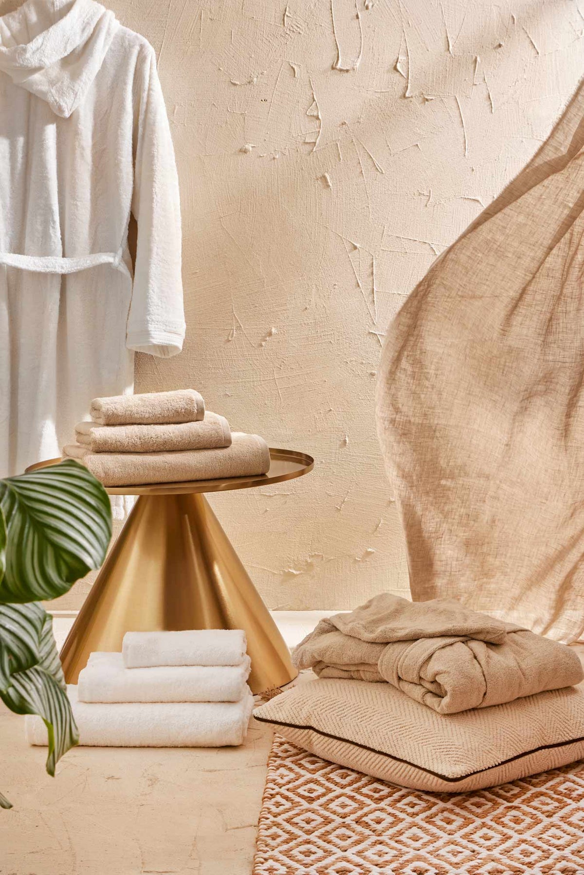 Biancoperla Set Asciugamani 1+1 In Spugna In Fibra Di Bamboo Oasi