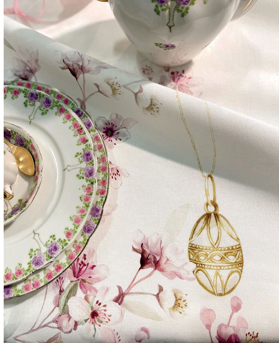Blumarine Tovaglia Di Pasqua In Cotone Stampato Antimacchia Pasqua