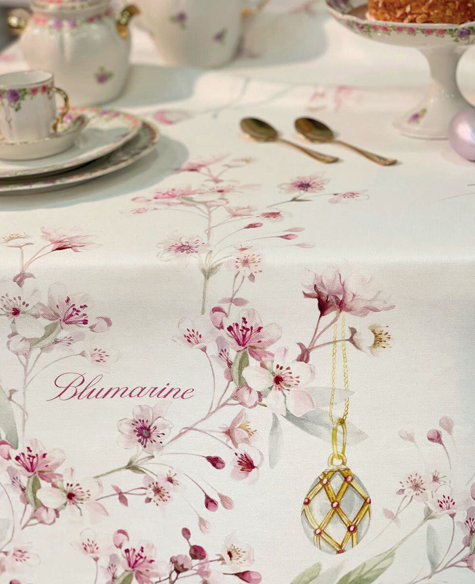 Blumarine Runner Di Pasqua In Panama Di Cotone Antimacchia Stampato Pasqua
