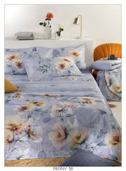 Tessitura Randi Bloom Parure Lenzuola Matrimoniale Modello Copriletto In Raso Di Cotone Peony