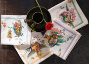 Tessitura Toscana Telerie 4Dinner Set 4 Tovaglioli In Lino Stampato Pesciflora