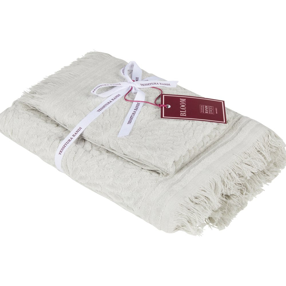 Tessitura Randi Set Asciugamani 1+1 In Spugna di cotone Jacquard Petali