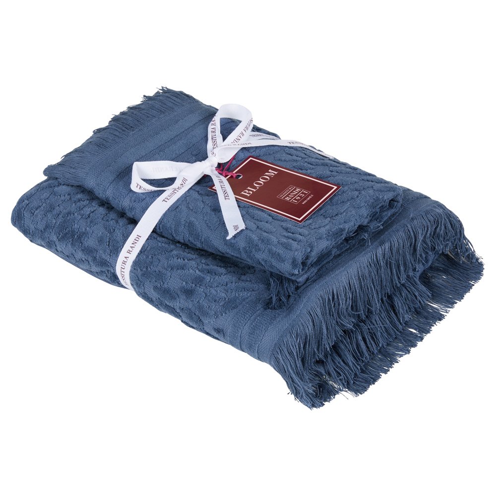 Tessitura Randi Set Asciugamani 1+1 In Spugna di cotone Jacquard Petali