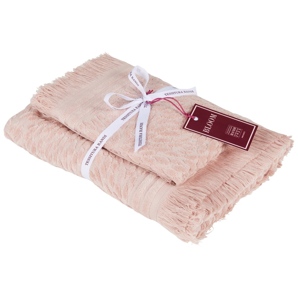 Tessitura Randi Set Asciugamani 1+1 In Spugna di cotone Jacquard Petali