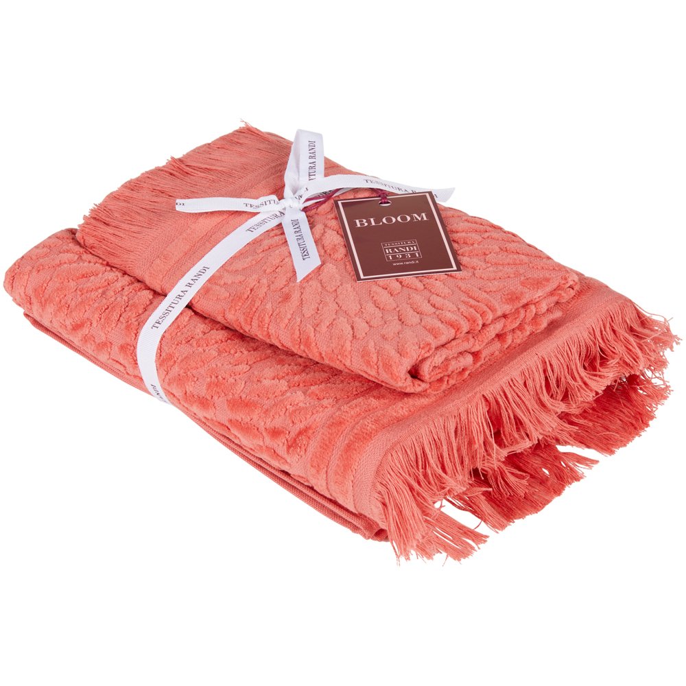 Tessitura Randi Set Asciugamani 1+1 In Spugna di cotone Jacquard Petali