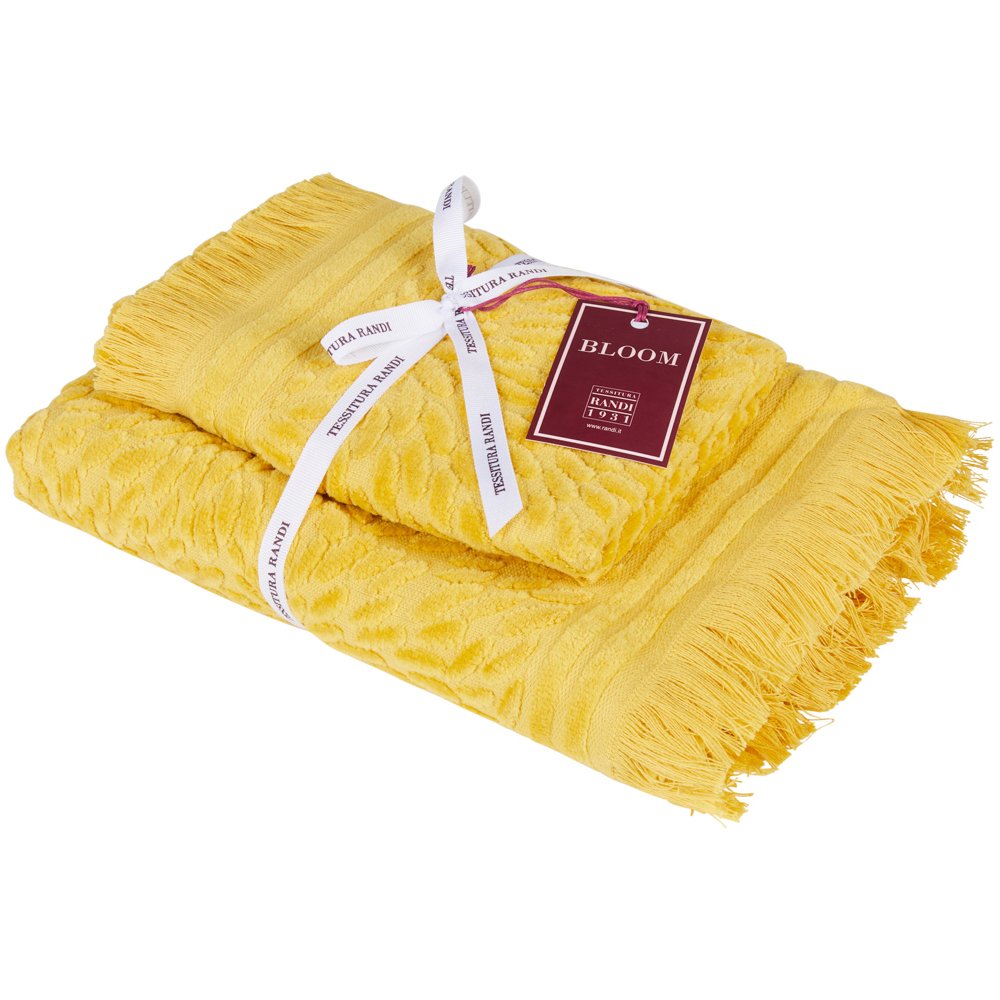 Tessitura Randi Set Asciugamani 1+1 In Spugna di cotone Jacquard Petali