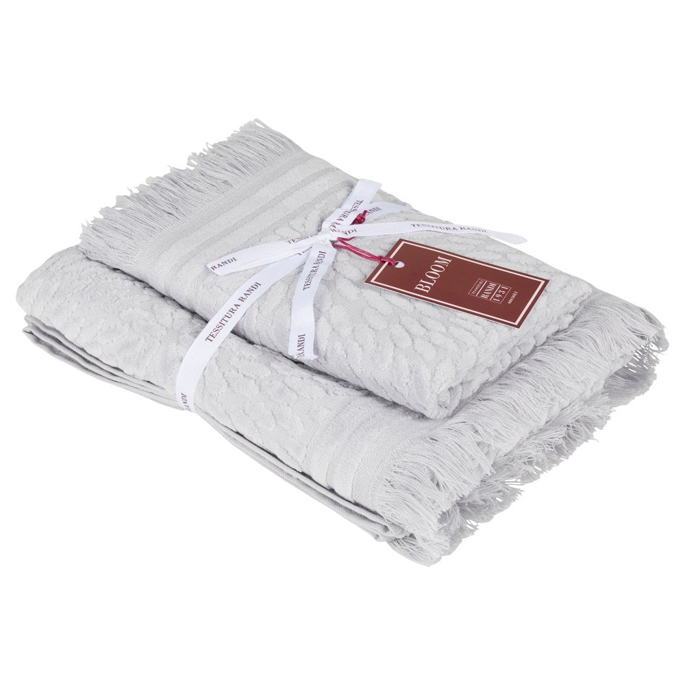 Tessitura Randi Set Asciugamani 1+1 In Spugna di cotone Jacquard Petali