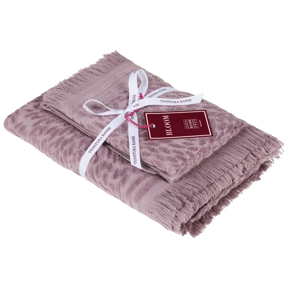 Tessitura Randi Set Asciugamani 1+1 In Spugna di cotone Jacquard Petali