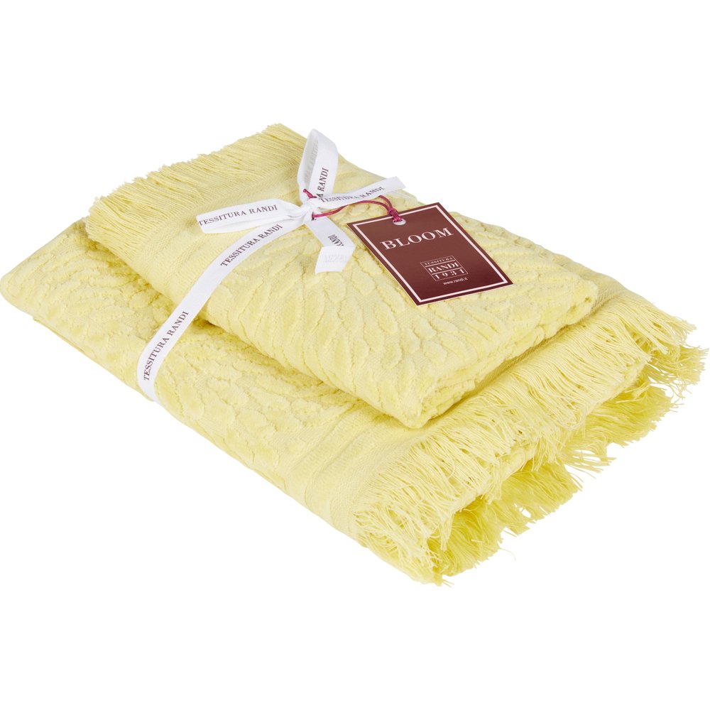 Tessitura Randi Set Asciugamani 1+1 In Spugna di cotone Jacquard Petali