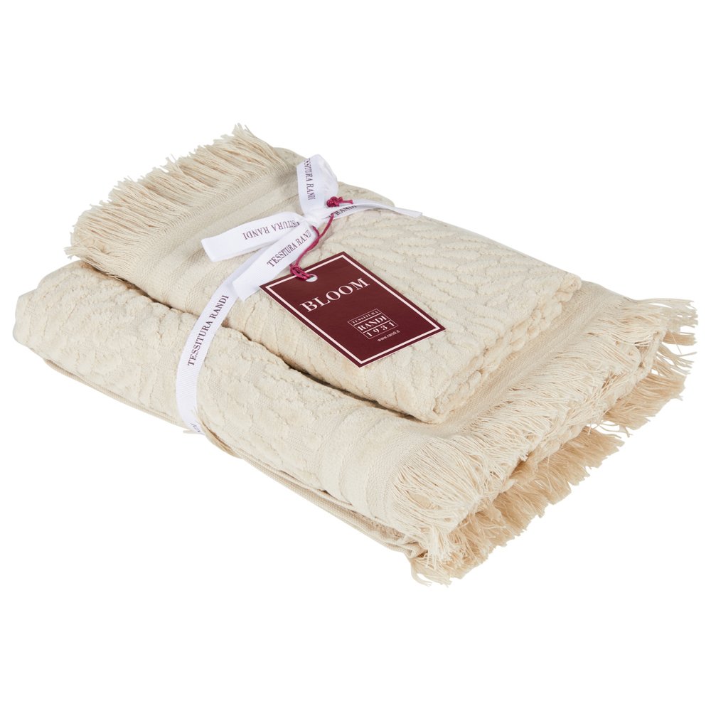 Tessitura Randi Set Asciugamani 1+1 In Spugna di cotone Jacquard Petali