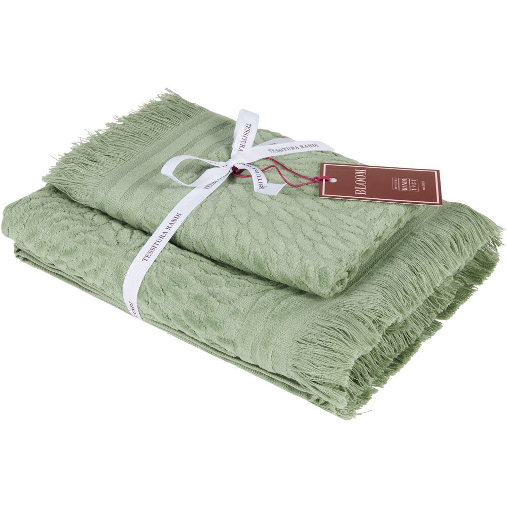 Tessitura Randi Set Asciugamani 1+1 In Spugna di cotone Jacquard Petali