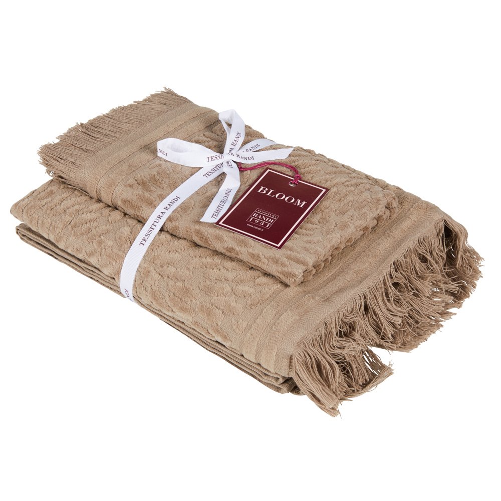 Tessitura Randi Set Asciugamani 1+1 In Spugna di cotone Jacquard Petali
