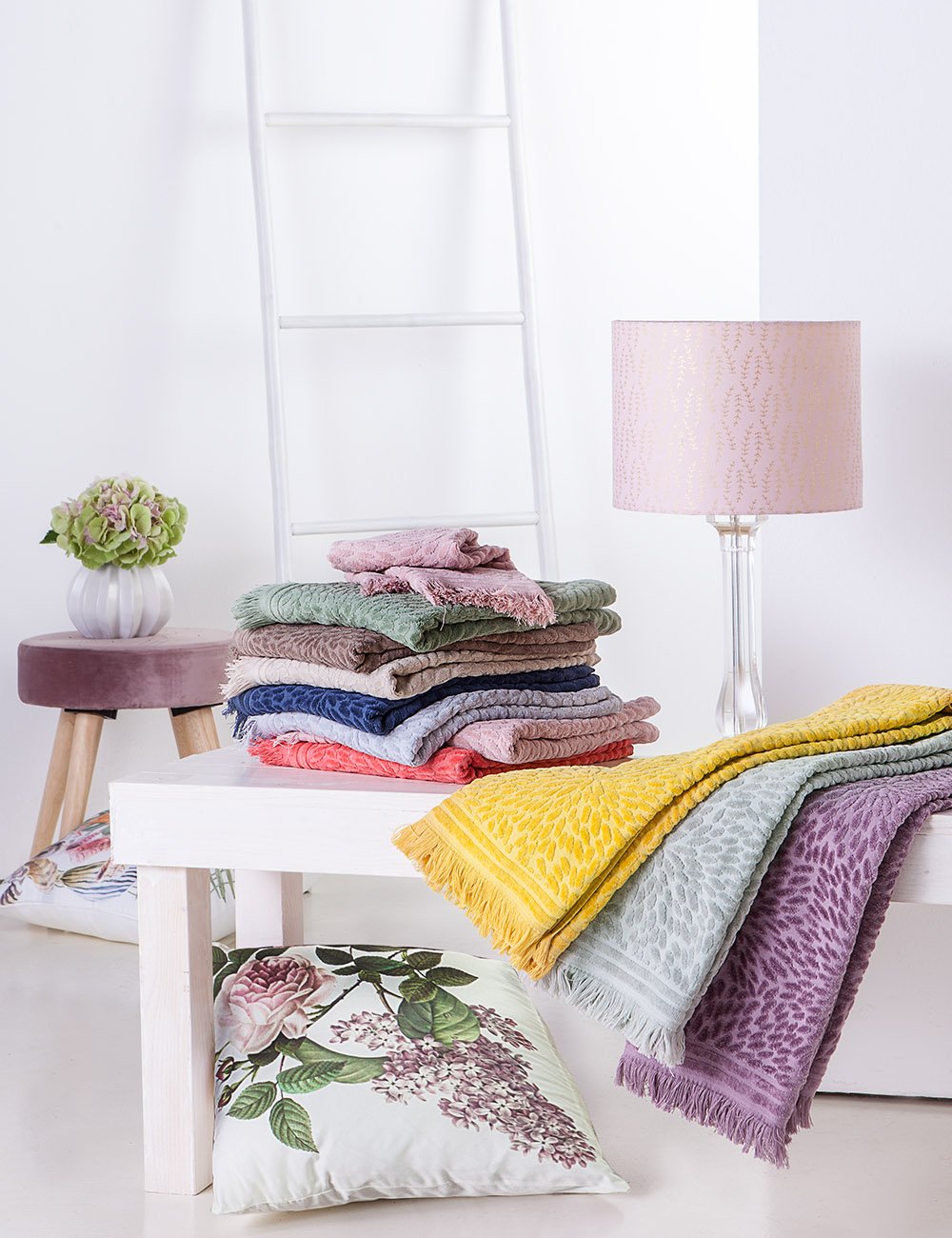Tessitura Randi Set Asciugamani 1+1 In Spugna di cotone Jacquard Petali