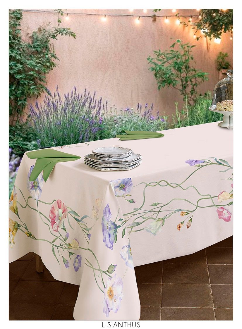 Tessitura Randi Bloom Tovaglia In Cotone Stampato Lisianthus