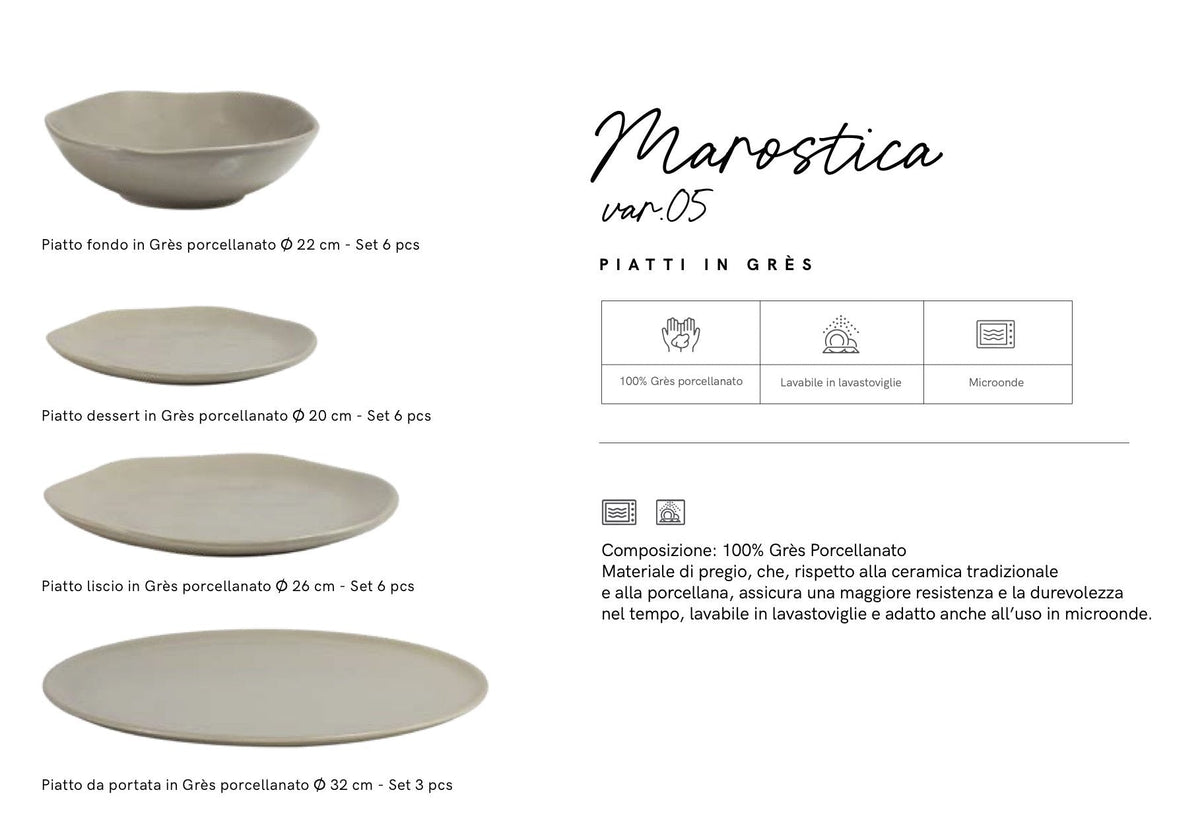 MAISON SUCREE' SERVIZIO DI PIATTI MAROSTICA IN GRES GRIGIO 05