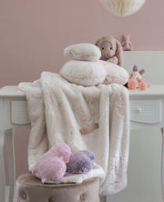 Blumarine Baby Plaid Per Culla In Pelliccia Con Logo Cristalli Blanca