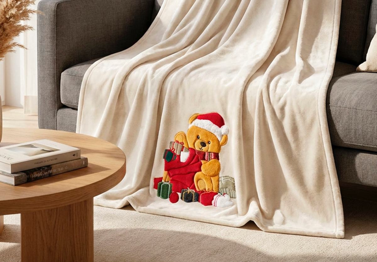 Daunex Plaid In Caldo E Morbido Pile Con Applicazione Gift Bear