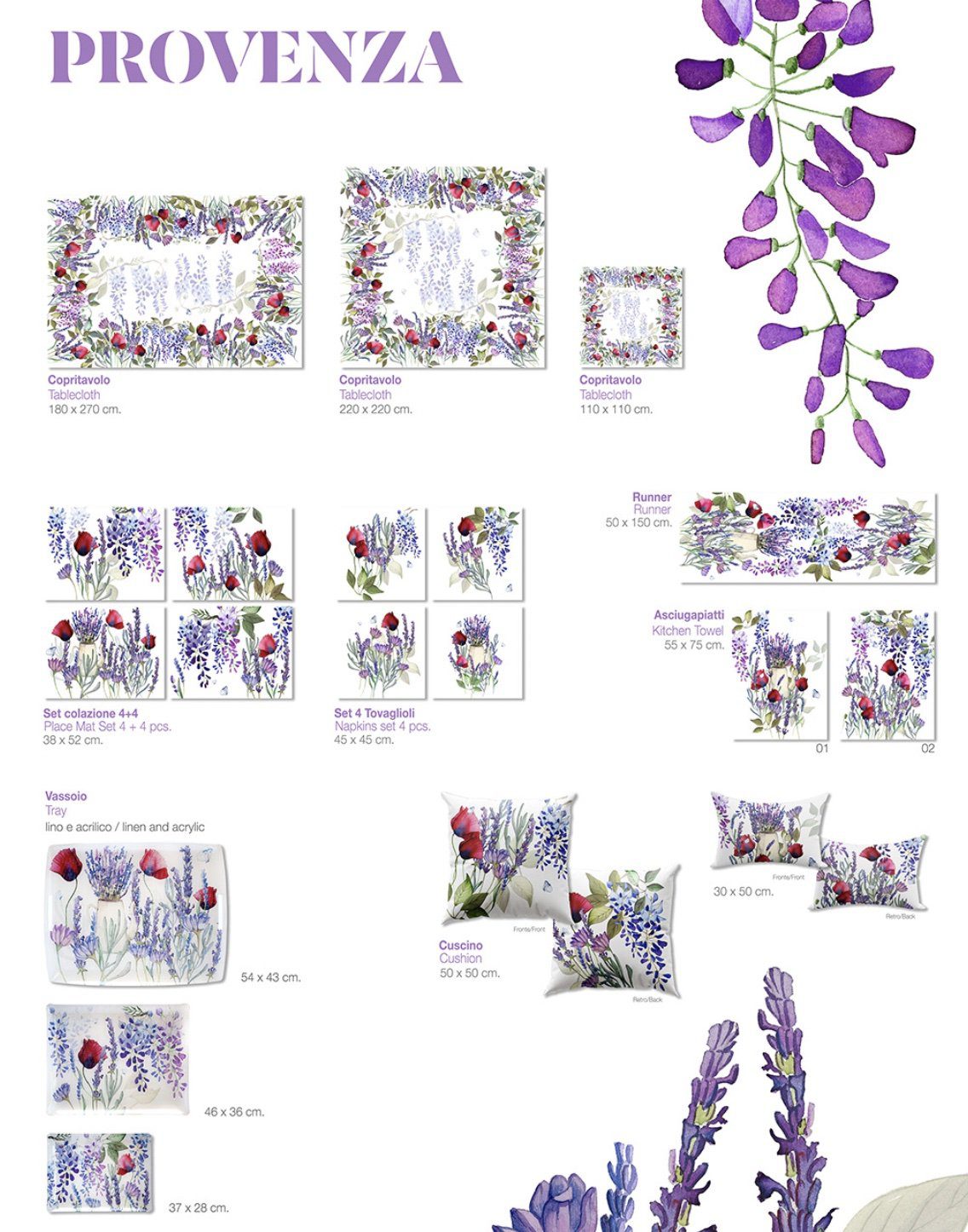 Napking Tovaglia E/O Runner In Lino Stampato Provenza