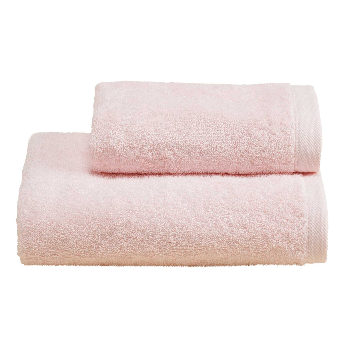 Biancoperla Set Asciugamani 1+1 In Spugna Di Puro Cotone Tinta Unita Perla