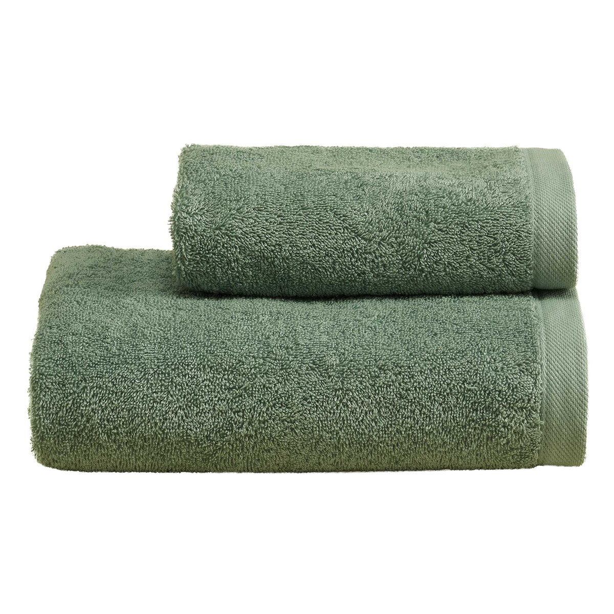 Biancoperla Set Asciugamani 1+1 In Spugna Di Puro Cotone Tinta Unita Perla