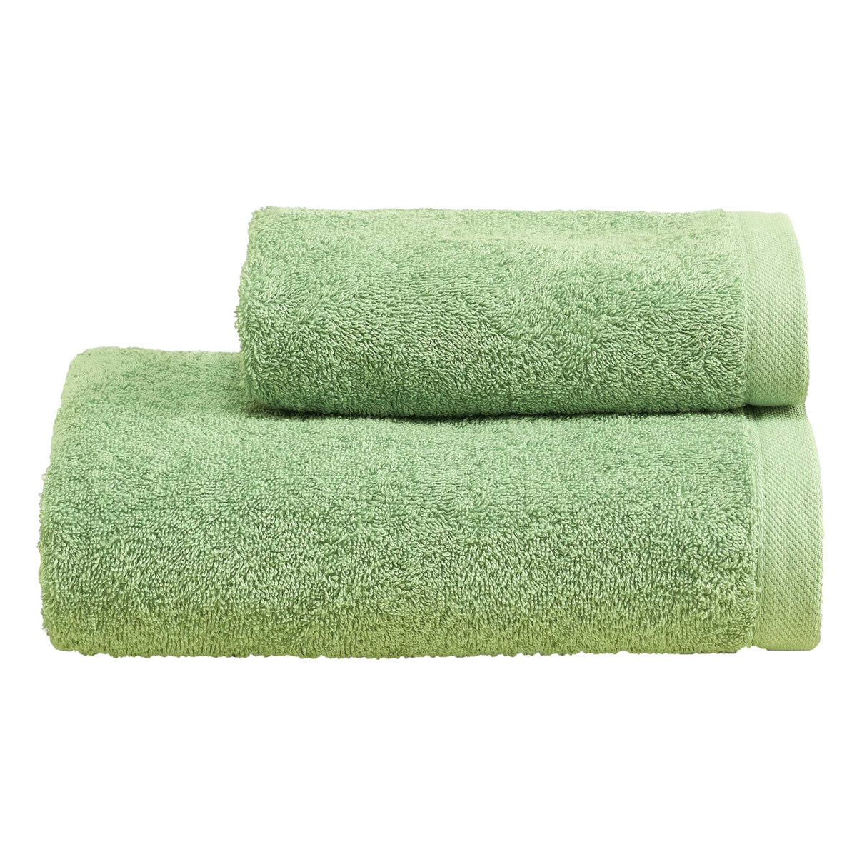 Biancoperla Set Asciugamani 1+1 In Spugna Di Puro Cotone Tinta Unita Perla