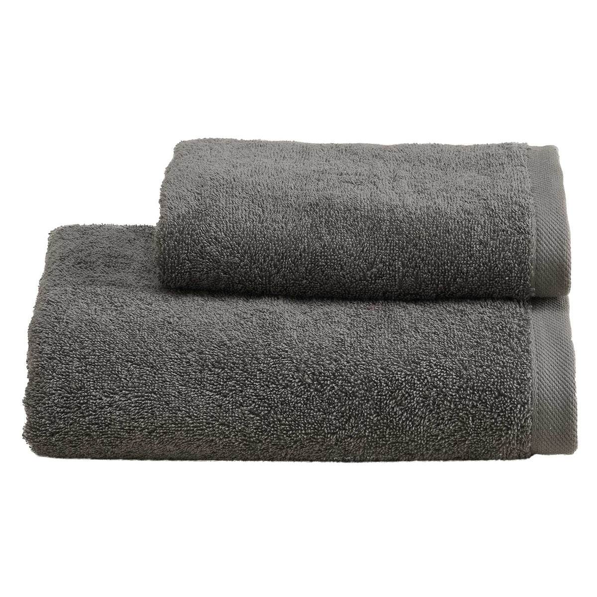 Biancoperla Set Asciugamani 1+1 In Spugna Di Puro Cotone Tinta Unita Perla