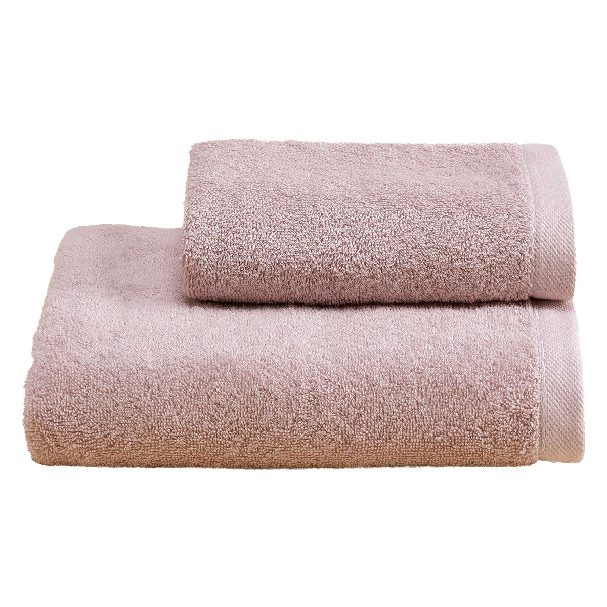 Biancoperla Set Asciugamani 1+1 In Spugna Di Puro Cotone Tinta Unita Perla