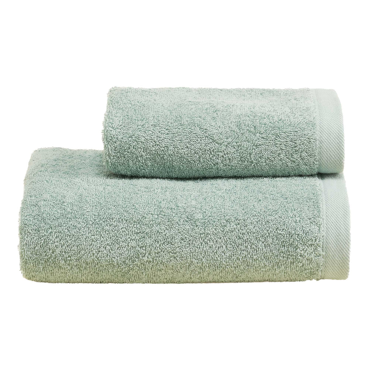 Biancoperla Set Asciugamani 1+1 In Spugna Di Puro Cotone Tinta Unita Perla