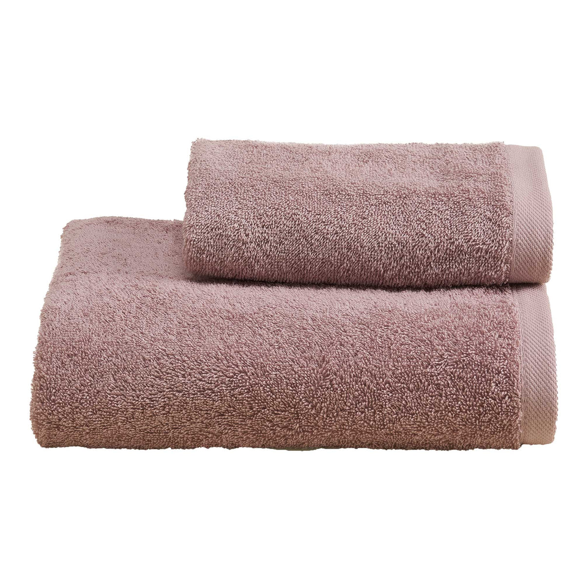 Biancoperla Set Asciugamani 1+1 In Spugna Di Puro Cotone Tinta Unita Perla